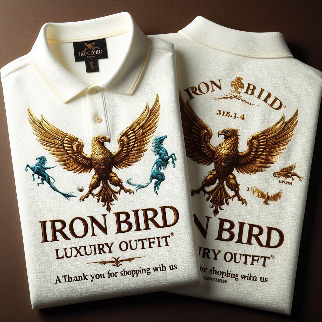 iron bird off white collar t-shirt back and front